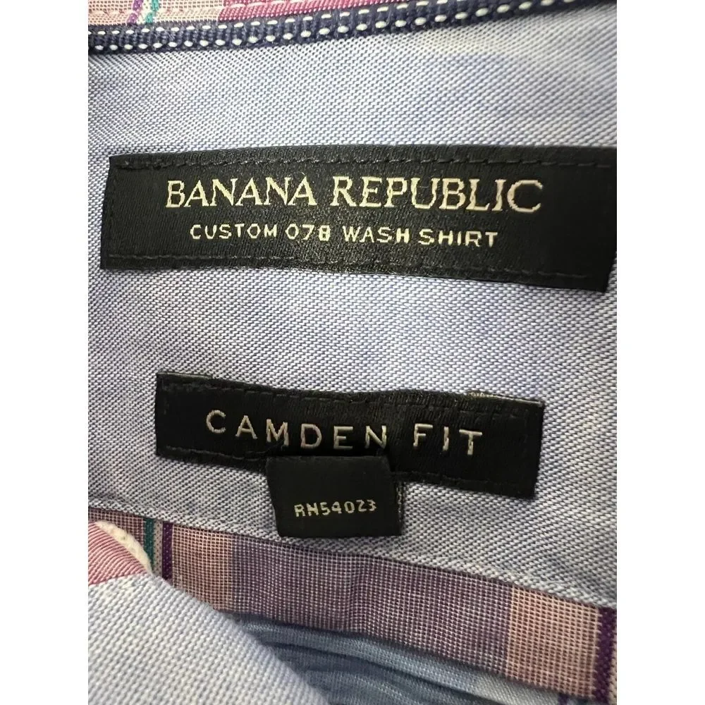 Banana Republic‎ Mens Shirt Medium Plaid Camden Fit Long Sleeve Button Up